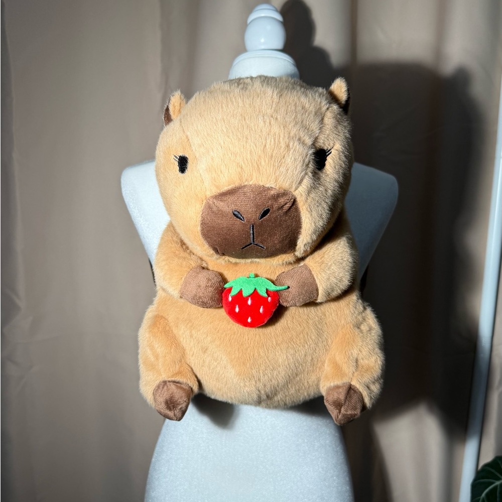 Sleepyville Critters Capybara Plush Backpack with Strawberry 🍓 - Picture 11 of 13